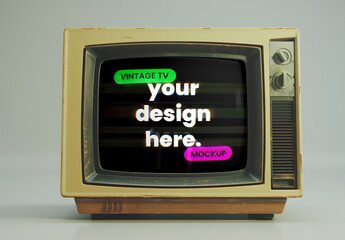 Retro Vintage Television Mockup with Distorted Screen Effect