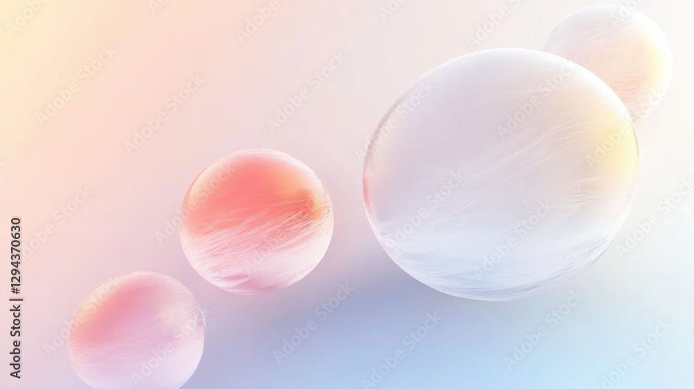 Poster abstract sphere arrangement with soft pastel gradient and translucent effect