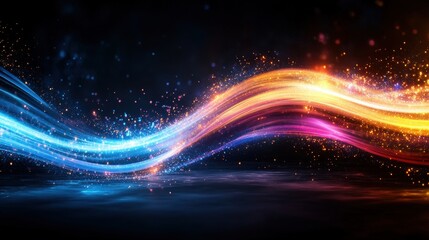 Obraz premium Abstract background with glowing lights and motion lightspeed travel concept in vivid colors and patterns