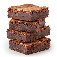 A delicious stack of rich brownies perfectly layered on a plate, showcasing their chocolatey texture and tempting appeal