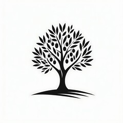 Fototapeta premium Silhouetted olive tree graphic design.