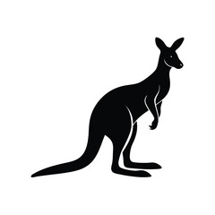 Kangaroo Silhouette Vector Art Illustration and Minimalist Kangaroo Black Color Design
