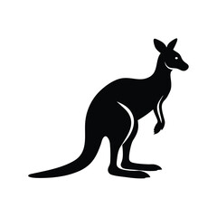 Kangaroo Silhouette Vector Art Illustration and Minimalist Kangaroo Black Color Design
