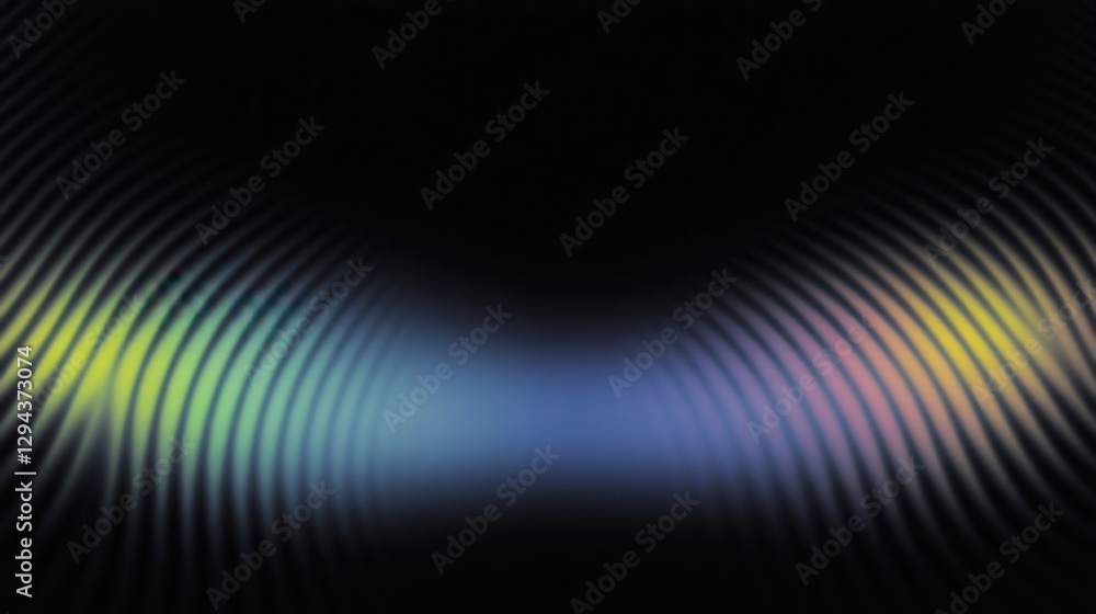 Aufkleber abstract wave pattern with a gradient of rainbow colors and symmetrical arrangement on black