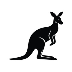 Kangaroo Silhouette Vector Art Illustration and Minimalist Kangaroo Black Color Design
