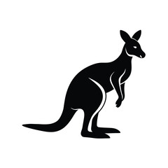 Kangaroo Silhouette Vector Art Illustration and Minimalist Kangaroo Black Color Design
