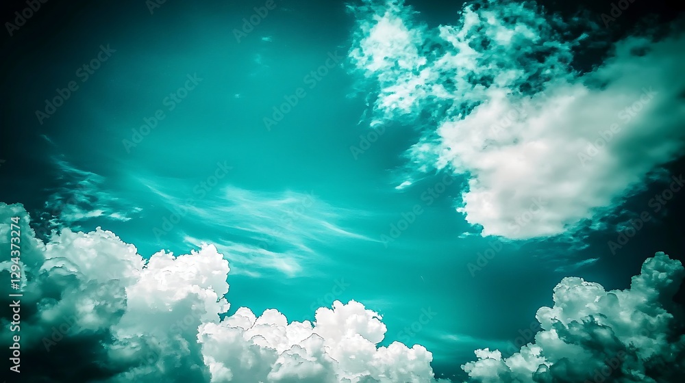 Wall mural a clean and bright sky with wisps of light clouds drifting slowly, creating a calming atmosphere of 
