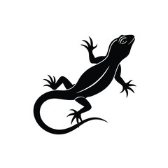 Naklejka premium Lizard Silhouette Vector Art Illustration | Minimalist Black Color Lizard Design