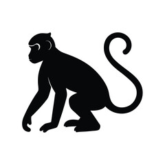 Monkey Silhouette Vector | Minimalist Monkey Black Design Illustration