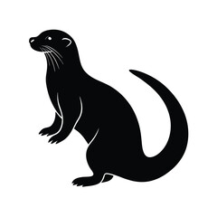 Otter Silhouette Vector Art Illustration and Minimalist Black Color Design