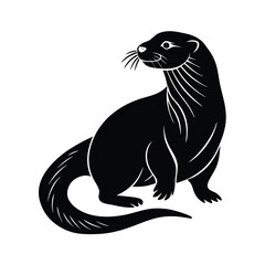Otter Silhouette Vector Art Illustration and Minimalist Black Color Design