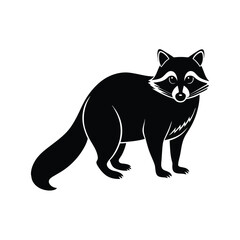 Raccoon Silhouette Vector Art and Minimalist Black Raccoon Design Illustration