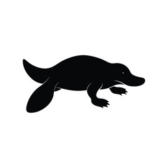Platypus Silhouette Vector Art Illustration and Platypus Minimalist Black Color Design