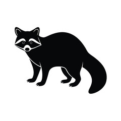 Raccoon Silhouette Vector Art and Minimalist Black Raccoon Design Illustration
