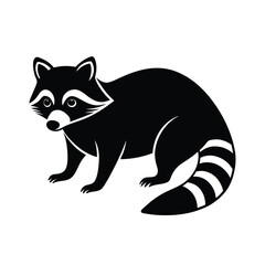 Raccoon Silhouette Vector Art and Minimalist Black Raccoon Design Illustration