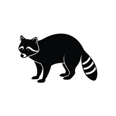 Raccoon Silhouette Vector Art and Minimalist Black Raccoon Design Illustration