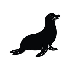 Seal Silhouette Vector Art Illustration and Minimalist Black Seal Design
