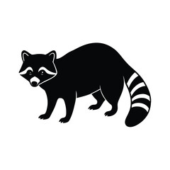 Raccoon Silhouette Vector Art and Minimalist Black Raccoon Design Illustration