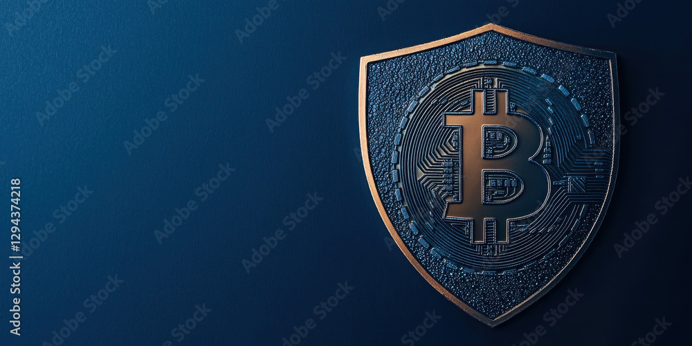 Aufkleber secure bitcoin symbol on shield representing cybersecurity and protection