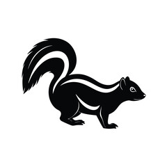 Skunk Silhouette Vector Art and Minimalist Black Skunk Illustration Design