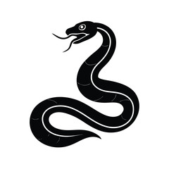 Snake Silhouette Vector Art Illustration and Minimalist Black Color Snake Design