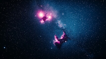 Obraz premium A clear, dark navy night sky filled with stars, offering a tranquil and beautiful display of the night sky.