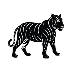Tiger Silhouette Vector Art | Minimalist Black Tiger Illustration Design