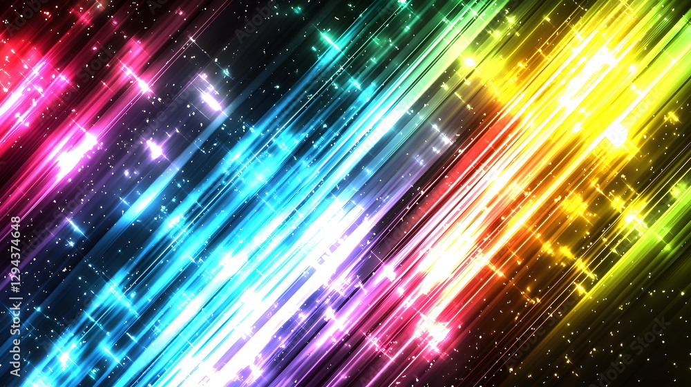 Aufkleber vibrant colorful light streaks with sparkles on a dark background creating a mesmerizing abstract pa