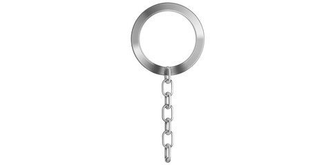 Realistic Silver Key Chain With Metal Ring Vector Illustration.	