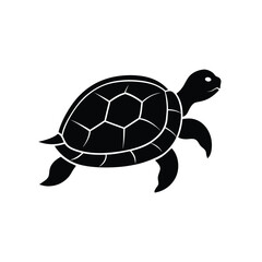 Turtle Silhouette Vector Art Illustration | Minimalist Turtle Black Color Design