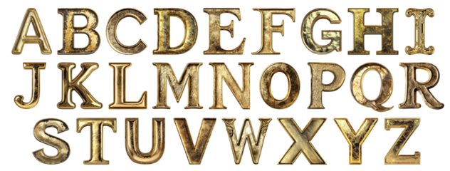 Alphabet made from gold metal letters
