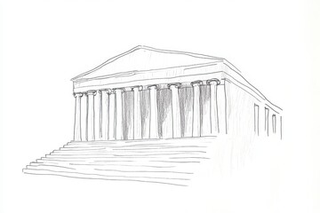 Fototapeta premium Line Drawing Of Ancient Greek Temple Architecture Building Design Sketch Illustrations Sketches Architectural Drawings Line Illustrations Art Drawings Architecture Sketches Line Art Drawings Design