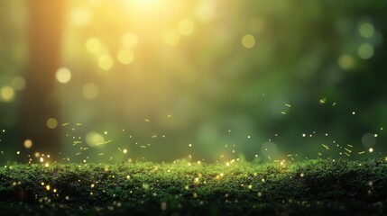 Magical forest floor with glowing specks, creating an enchanting and whimsical atmosphere