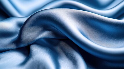 Smooth, light blue satin fabric drapes, studio shot