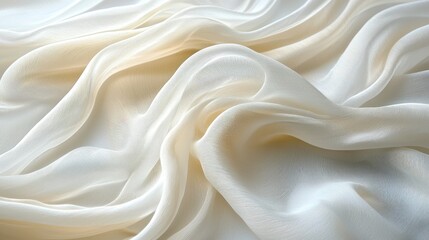 Fototapeta premium Soft, flowing cream-colored fabric draped in studio
