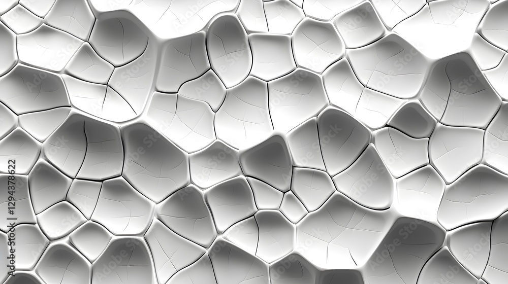 Aufkleber cracked white surface texture with irregular shapes and shadows creating an abstract background.