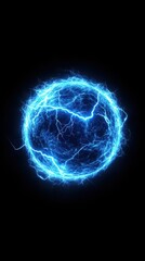 Glowing blue electric sphere with lightning designed for modern backgrounds and motion graphics