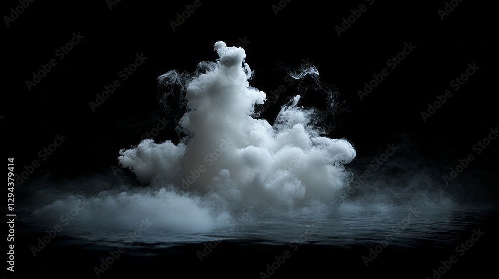 Poster wisps of vapor rise from the surface, creating a stunning cloud sculpture against a backdrop of deep