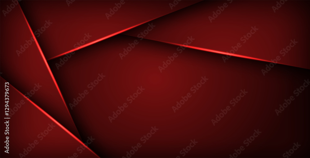 Wall mural red geometric triangle vector background overlap layer on black space for text and background design