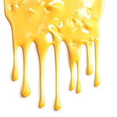 Melted Cheese Dripping from the Sky on a White Background