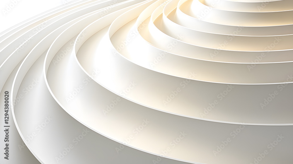 Poster curved white spirals with soft light creating a minima aesthetic on a smooth surface indoors artisti