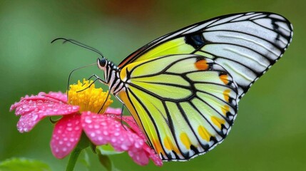 Obraz premium Colorful Butterfly on Flower Petal with Natural Background