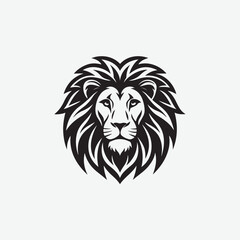 Obraz premium Download a clean and bold lion face vector silhouette in black on a white background. Perfect for logos, tattoos, and graphic design projects.