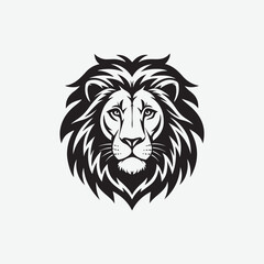 Download a clean and bold lion face vector silhouette in black on a white background. Perfect for logos, tattoos, and graphic design projects.
