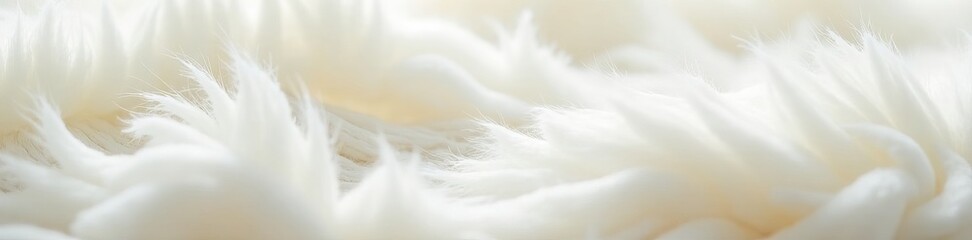 Obraz premium Close-up view of soft white fur fabric with fluffy texture, textile, fur
