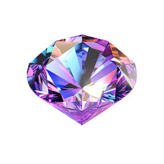 Brilliant Cut Diamond with Sparkling Reflections on white and transparent background