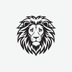 Obraz premium Download a clean and bold lion face vector silhouette in black on a white background. Perfect for logos, tattoos, and graphic design projects.