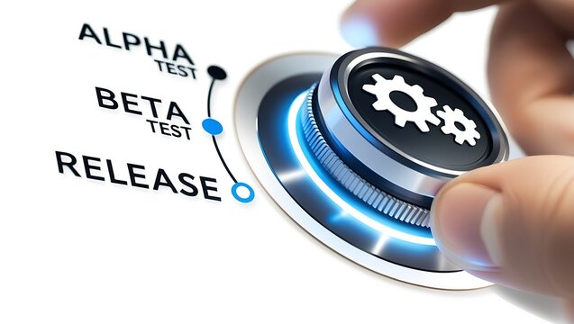 Software Development Lifecycle with Testing Phases, software development, alpha testing, beta testing, release phase, software lifecycle.