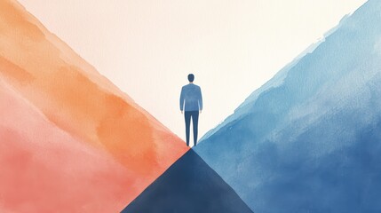 Visionary Entrepreneur at a Crossroads Symbolizing Choices and Growth