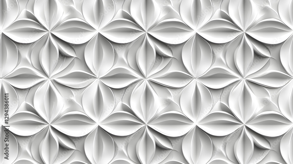 Poster elegant white floral pattern with intricate layered design creating a modern aesthetic for interior 